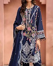 Gul Ahmed Navy Blue Lawn Suit- Pakistani Lawn Dress