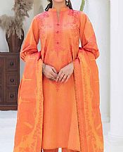 Gul Ahmed Orange Jacquard Suit- Pakistani Designer Lawn Suits