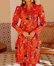Gul Ahmed Orange Lawn Kurti- Pakistani Lawn Dress