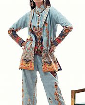 Sky Blue Corduroy Kurti- Pakistani Winter Dress