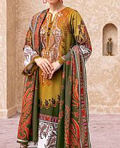 Gul Ahmed Olive/Orange Karandi Suit- Pakistani Winter Dress