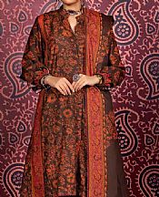Gul Ahmed Brown/Orange Linen Suit- Pakistani Winter Dress