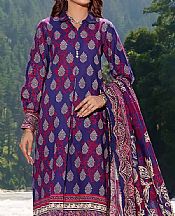 Gul Ahmed Blue Magenta Khaddar Suit- Pakistani Winter Dress