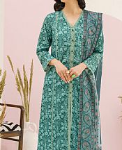Garnet Sea Green Crepe Suit- Pakistani Winter Dress