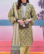 Gul Ahmed Light Golden Lawn Suit (2 Pcs)- Pakistani Designer Lawn Suits