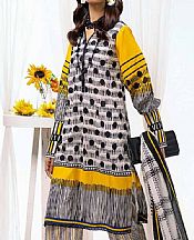 Gul Ahmed White/Mustard Lawn Suit- Pakistani Lawn Dress