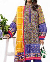 Gul Ahmed Royal Blue/Orange Lawn Suit- Pakistani Lawn Dress