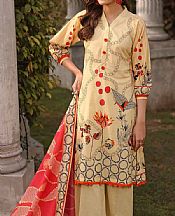 Light Golden Lawn Suit- Pakistani Lawn Dress