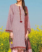 Auburn Red/White Lawn Suit- Pakistani Designer Lawn Dress