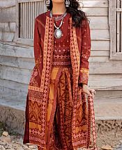 Orange/Red Lawn Suit- Pakistani Designer Lawn Dress