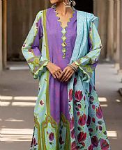 Sky Blue/Iris Purple Lawn Suit- Pakistani Designer Lawn Dress