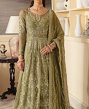 Gulaal Olive Green Chiffon Suit- Pakistani Designer Chiffon Suit