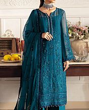 Gulaal Teal Blue Chiffon Suit- Pakistani Chiffon Dress