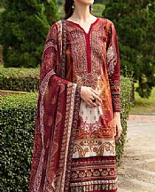 Gulaal Wine/Off White Lawn Suit- Pakistani Designer Lawn Suits