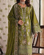 Gulaal Olive Green Lawn Suit- Pakistani Designer Lawn Suits