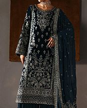 Gulaal Teal Blue Velvet Suit- Pakistani Winter Clothing