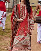 Gulaal Ivory/Red Lawn Suit- Pakistani Lawn Dress