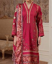 Gulaal Deep Carmine Silk Suit- Pakistani Designer Chiffon Suit
