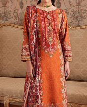 Gulaal Orange Silk Suit- Pakistani Chiffon Dress
