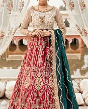 White/Crimson Net Suit- Pakistani Designer Chiffon Suit