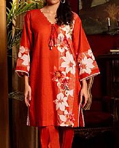 Gul Ahmed Flame Red Lawn Suit (2 pcs)- Pakistani Designer Lawn Suits