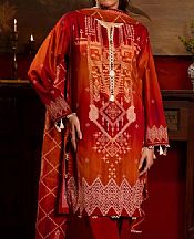 Gul Ahmed Orange/Red Lawn Suit- Pakistani Lawn Dress