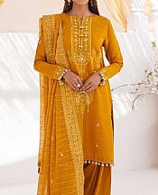 Gul Ahmed Dirty Orange Jacquard Suit- Pakistani Designer Chiffon Suit