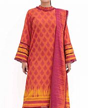 Gul Ahmed Shocking Orange Dhanak Suit- Pakistani Winter Clothing