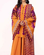 Gul Ahmed Dull Orange Corduroy Suit- Pakistani Winter Clothing