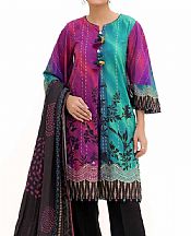Gul Ahmed Raspberry/Green Khaddar Suit- Pakistani Winter Clothing
