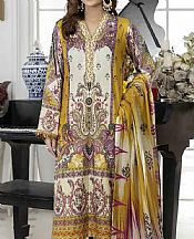 Off-white/Mustard Lawn Suit (2 Pcs)- Pakistani Lawn Dress
