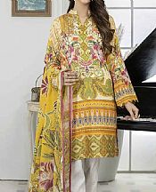 Cream/Mustard Lawn Suit (2 Pcs)- Pakistani Designer Lawn Dress