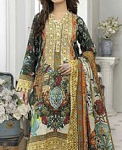 Dark Green/Off-white Lawn Suit (2 Pcs)- Pakistani Designer Lawn Dress