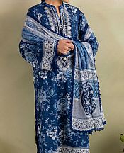 Gul Ahmed Blue/Off White Lawn Suit- Pakistani Designer Lawn Suits