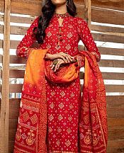 Gul Ahmed Cadmium Red Lawn Suit- Pakistani Lawn Dress