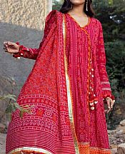 Gul Ahmed Rose Red Lawn Suit- Pakistani Designer Lawn Suits