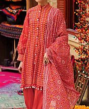 Gul Ahmed Deep Carmine Pink Lawn Suit- Pakistani Lawn Dress