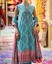 Gul Ahmed Fountain Blue Lawn Suit- Pakistani Lawn Dress