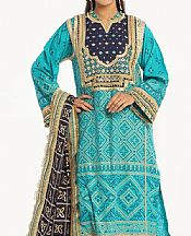 Gul Ahmed Fountain Blue Lawn Suit- Pakistani Designer Lawn Suits