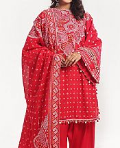Gul Ahmed Red Lawn Suit- Pakistani Lawn Dress