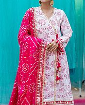 Off White/Pink Lawn Suit
