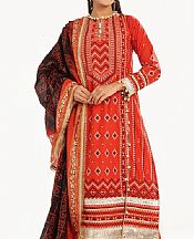 Gul Ahmed Reddish Orange Lawn Suit- Pakistani Lawn Dress
