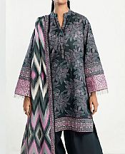 Gul Ahmed Charcoal Lawn Suit- Pakistani Designer Lawn Suits