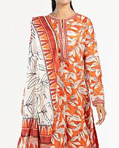 Gul Ahmed Orange Lawn Suit- Pakistani Designer Lawn Suits