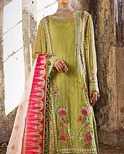 Gul Ahmed Apple Green Chiffon Suit- Pakistani Chiffon Dress
