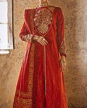 Gul Ahmed Cardinal Red Organza Suit- Pakistani Designer Chiffon Suit