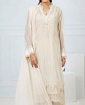 Gul Ahmed Off-white Chiffon Suit- Pakistani Chiffon Dress