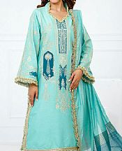 Gul Ahmed Turquoise Lawn Suit- Pakistani Designer Lawn Suits
