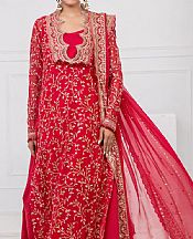 Gul Ahmed Ruby Red Chiffon Suit- Pakistani Chiffon Dress