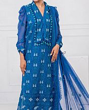 Gul Ahmed Royal Blue Chiffon Suit- Pakistani Chiffon Dress